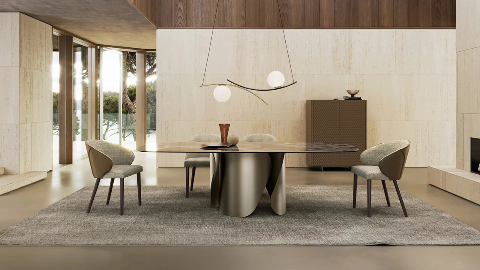 Tavolo Onda con top in ceramica di Eforma