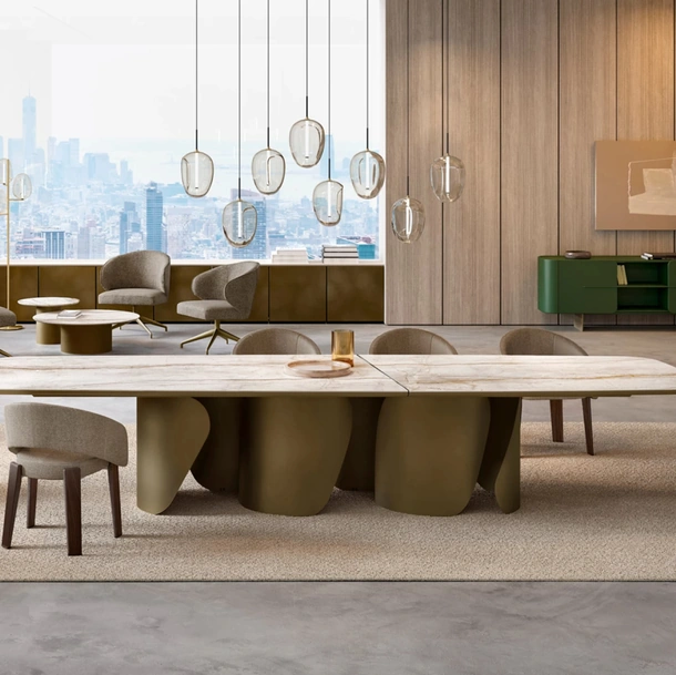 Tavolo Onda XL con top in ceramica di Eforma