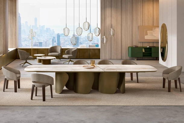 Tavolo Onda XL con top in ceramica di Eforma