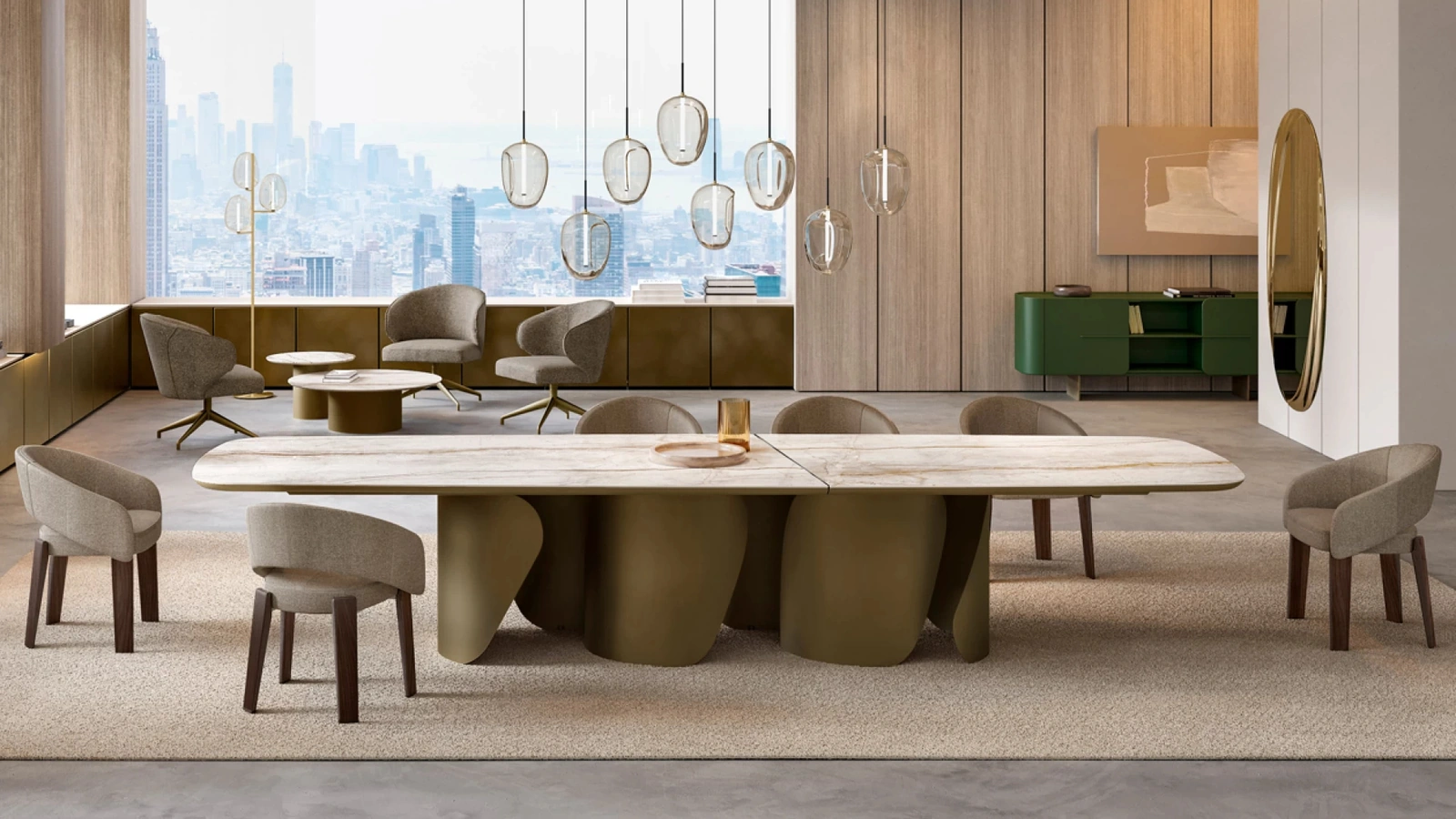 Tavolo Onda XL con top in ceramica di Eforma