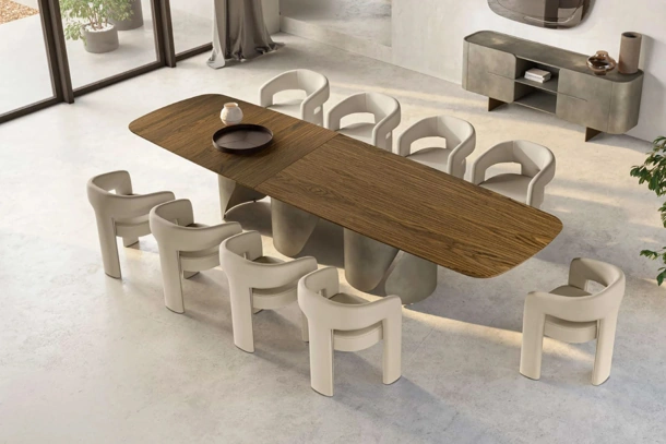 Tavolo Onda XL con top in legno di Eforma