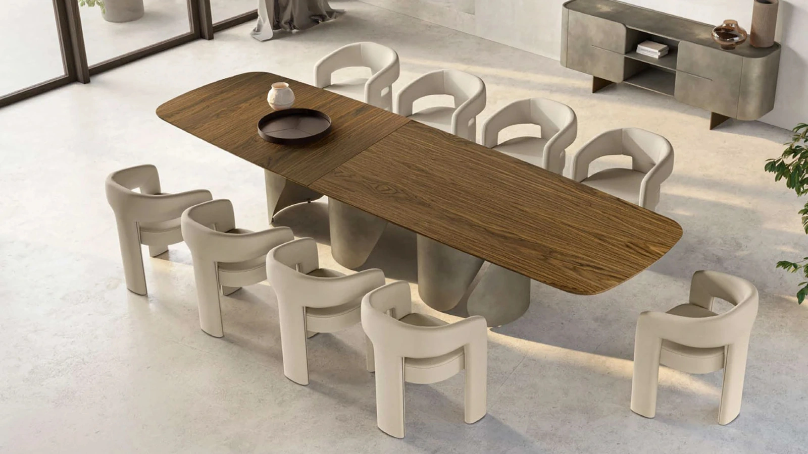 Tavolo Onda XL con top in legno di Eforma