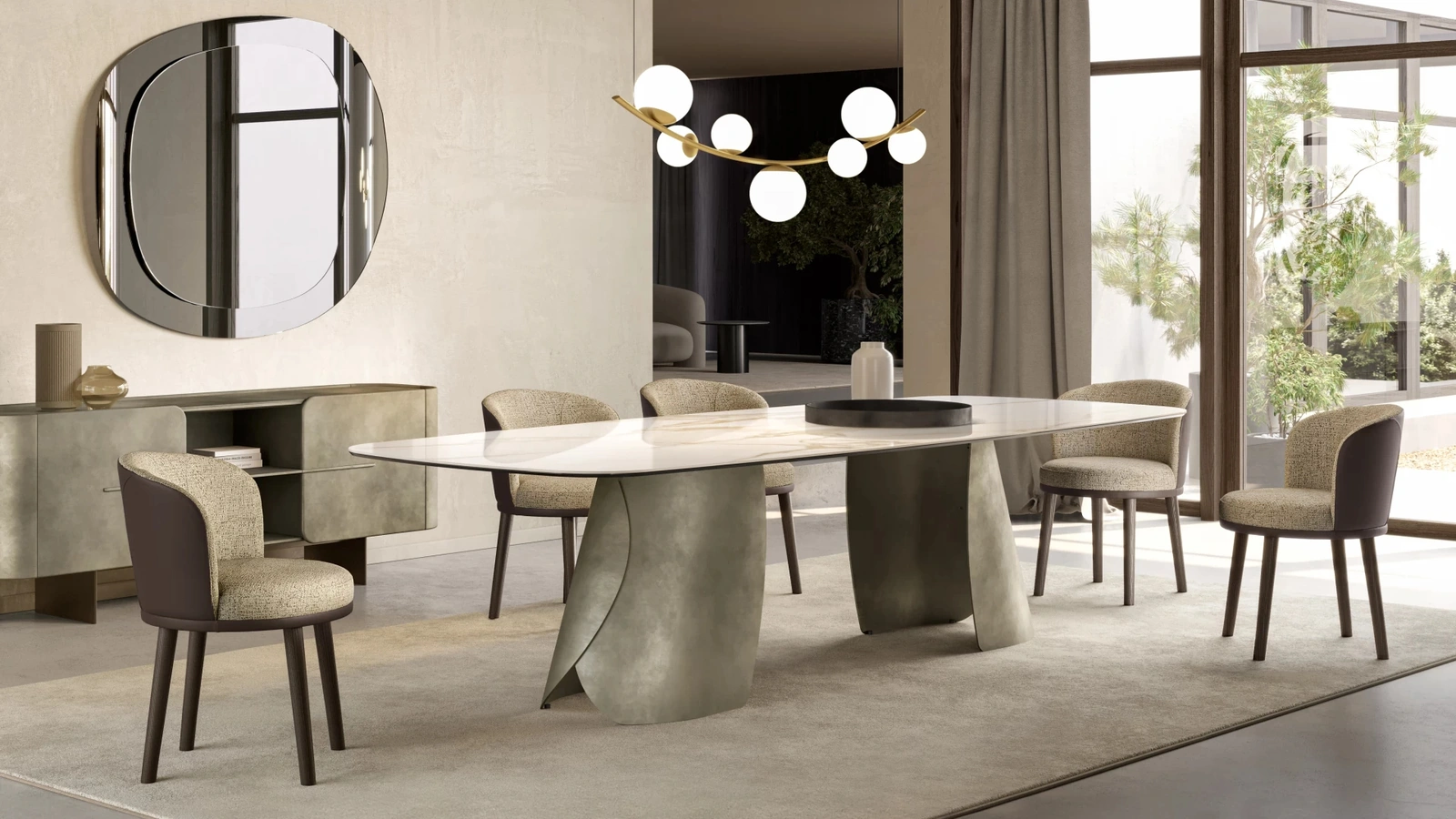 Tavolo Perla con top in ceramica di Eforma