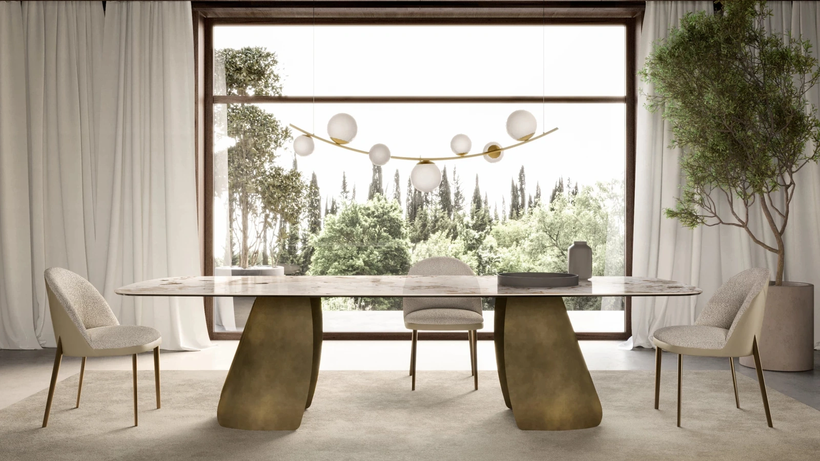 Tavolo Perla con top in ceramica di Eforma