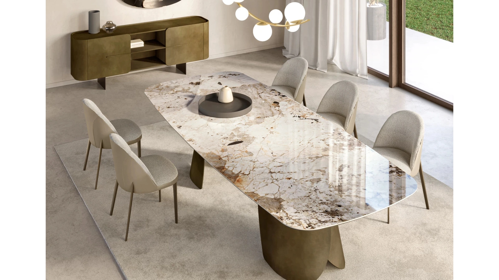 Tavolo Perla con top in ceramica di Eforma