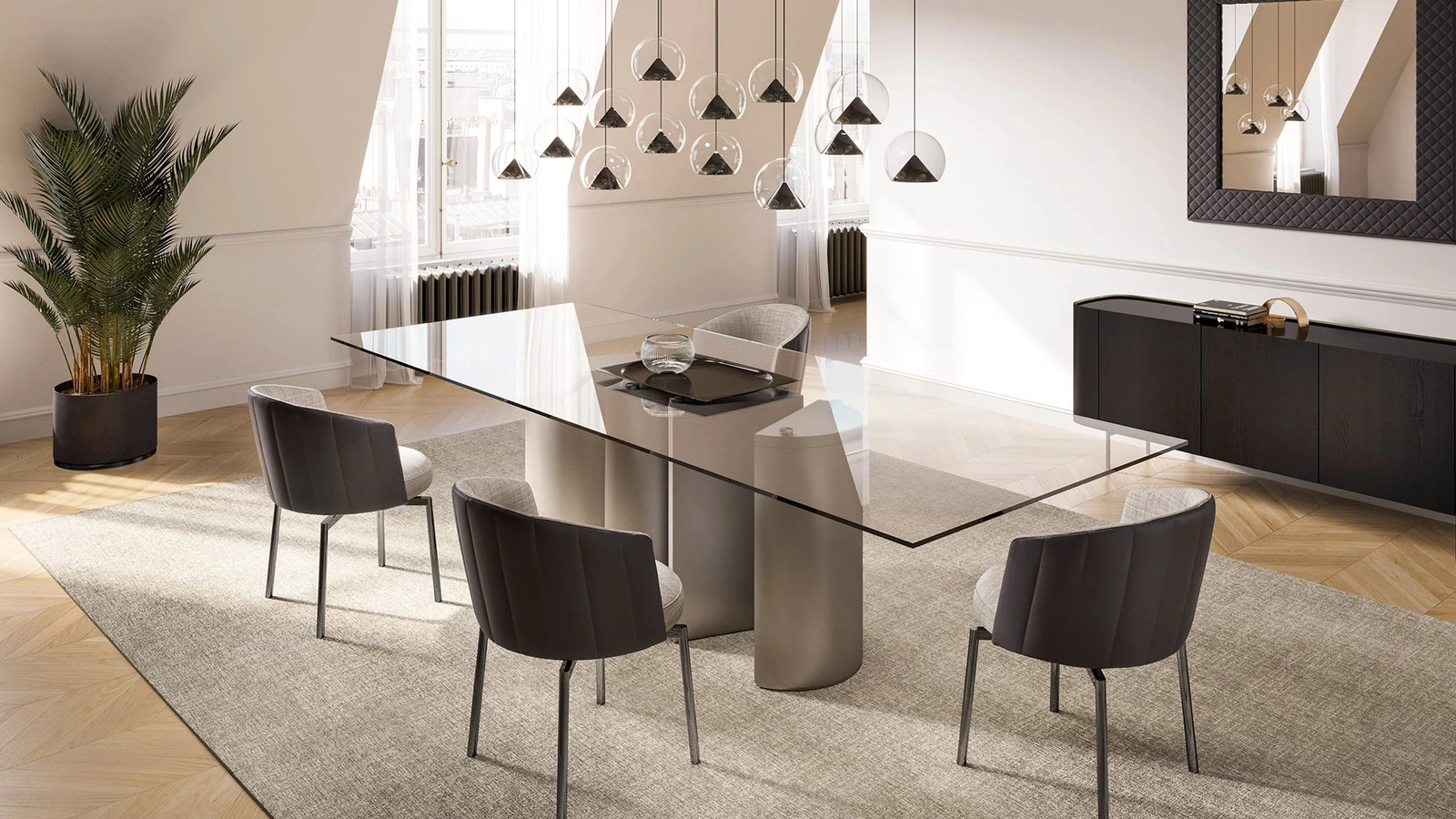 Tavolo Plai con top in cristallo di Eforma