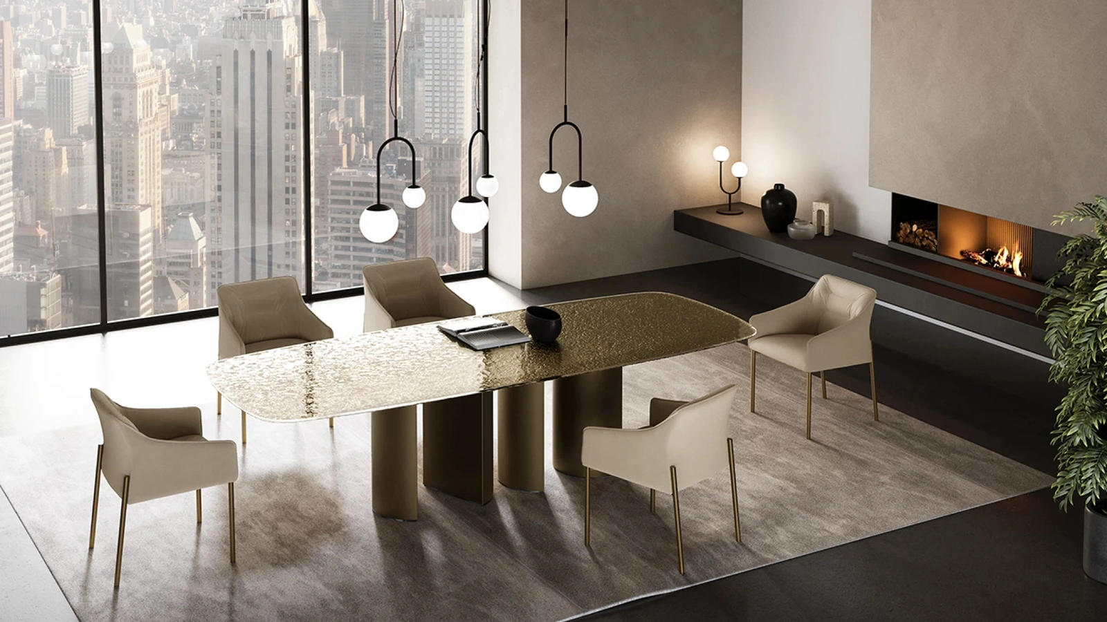 Tavolo Plai con top in cristallo di Eforma