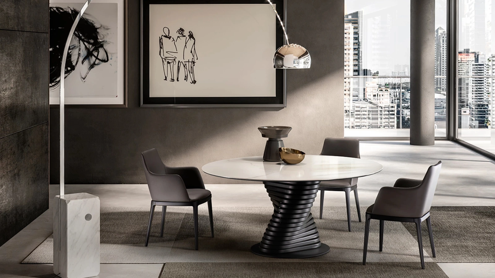 Tavolo Rotolo con top in ceramica di Eforma