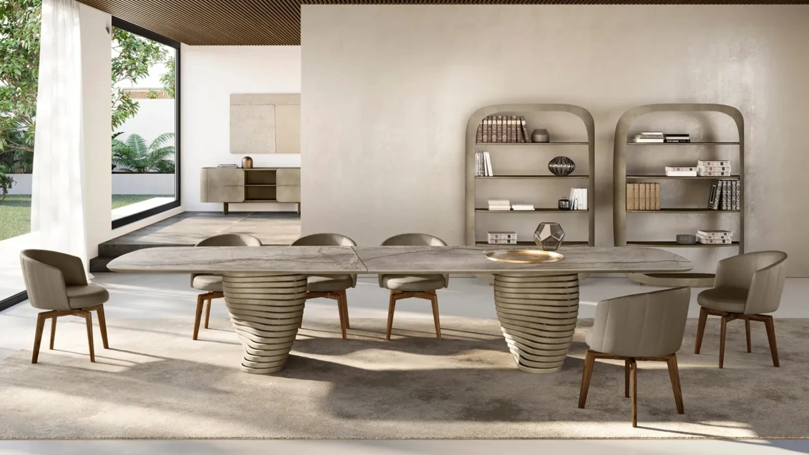 Tavolo Rotolo XL con top in ceramica di Eforma