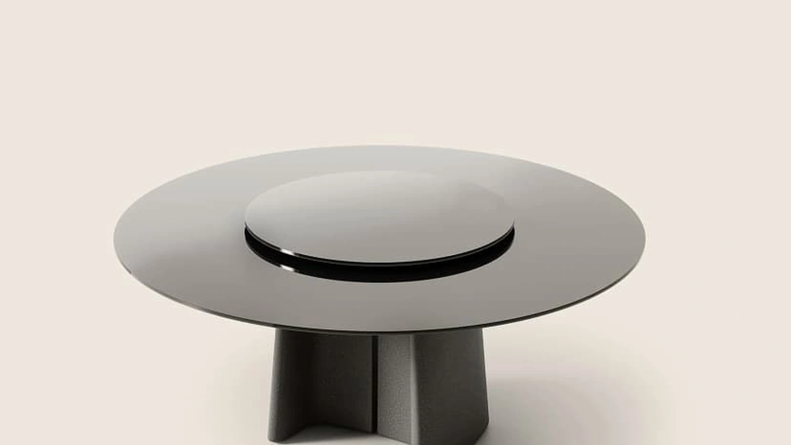 Tavolo in vetro con base in cemento Tara di Flexform