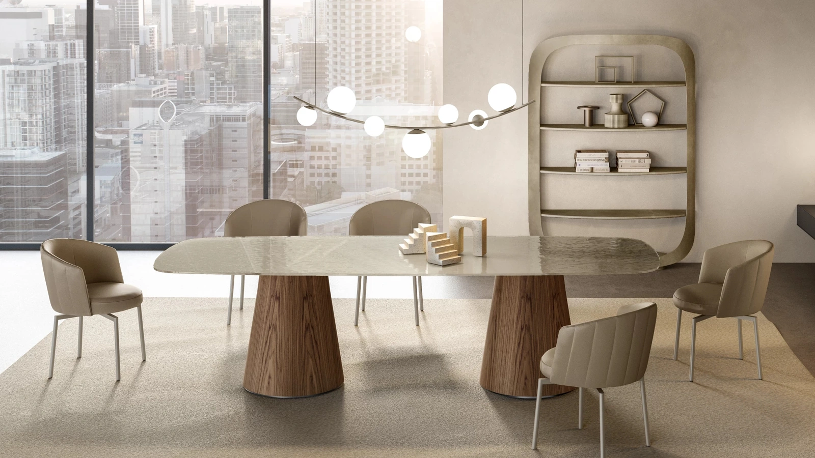 Tavolo Teo con top in cristallo di Eforma