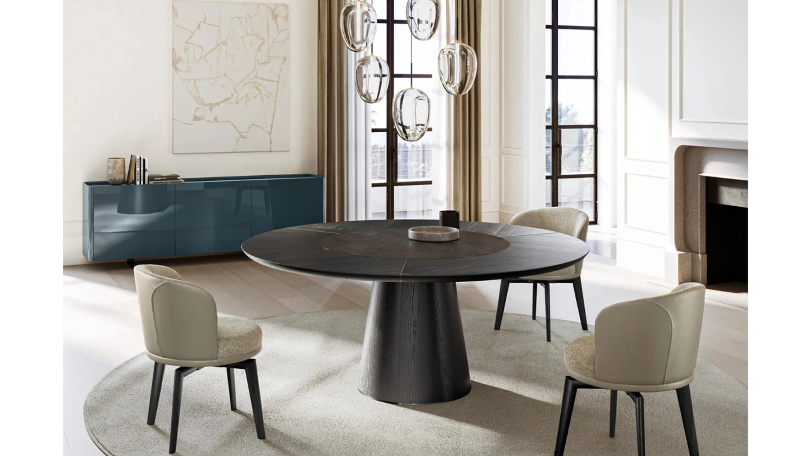 Tavolo Teo con top in legno e ceramica di Eforma