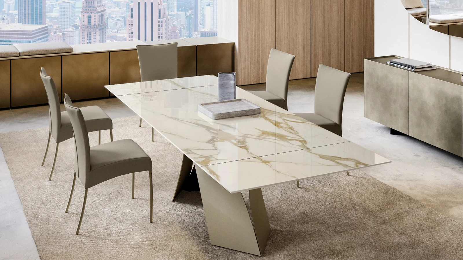 Tavolo allungabile Twist con top in ceramica di Eforma