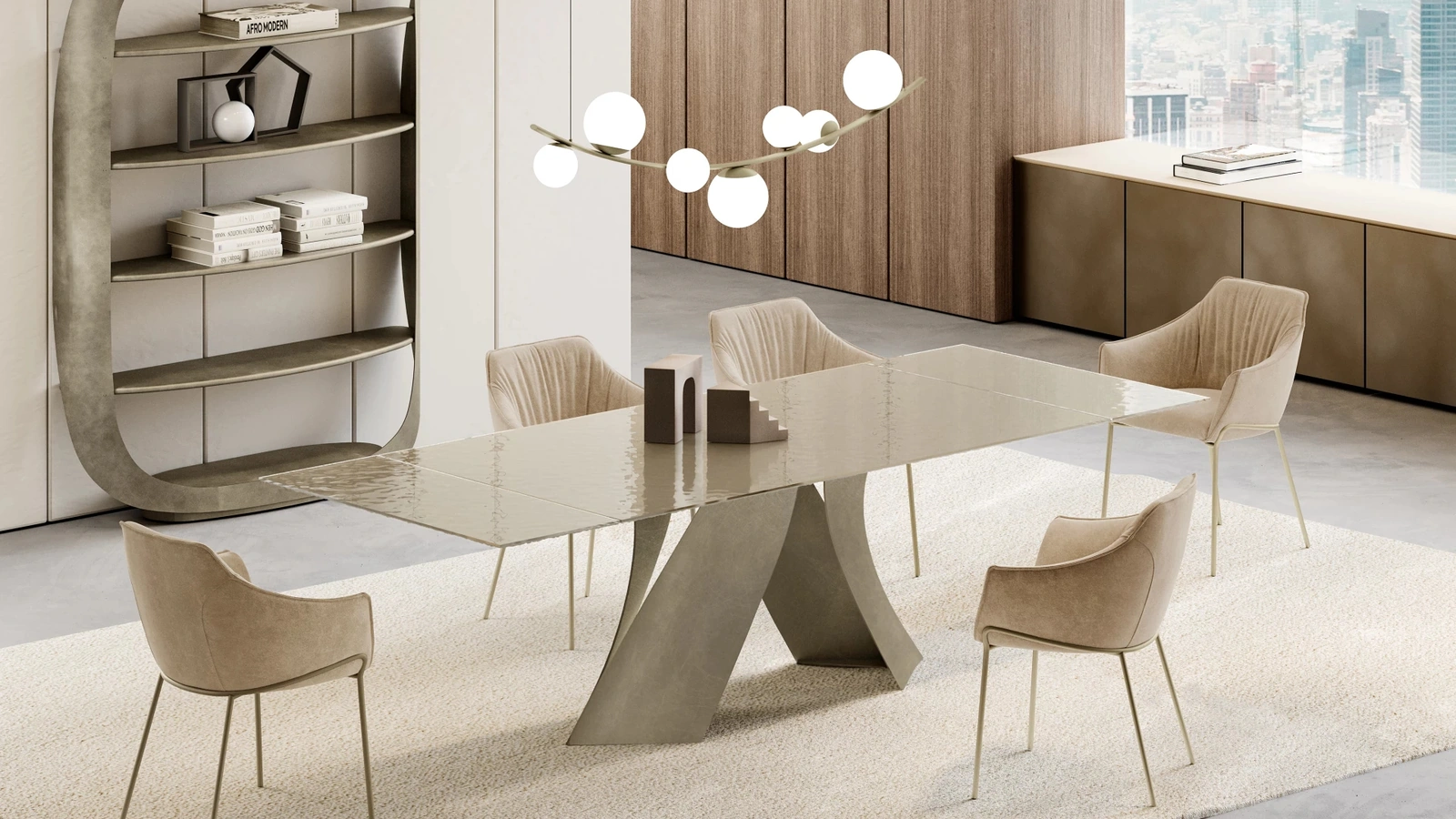 Tavolo allungabile Twist con top in cristallo di Eforma