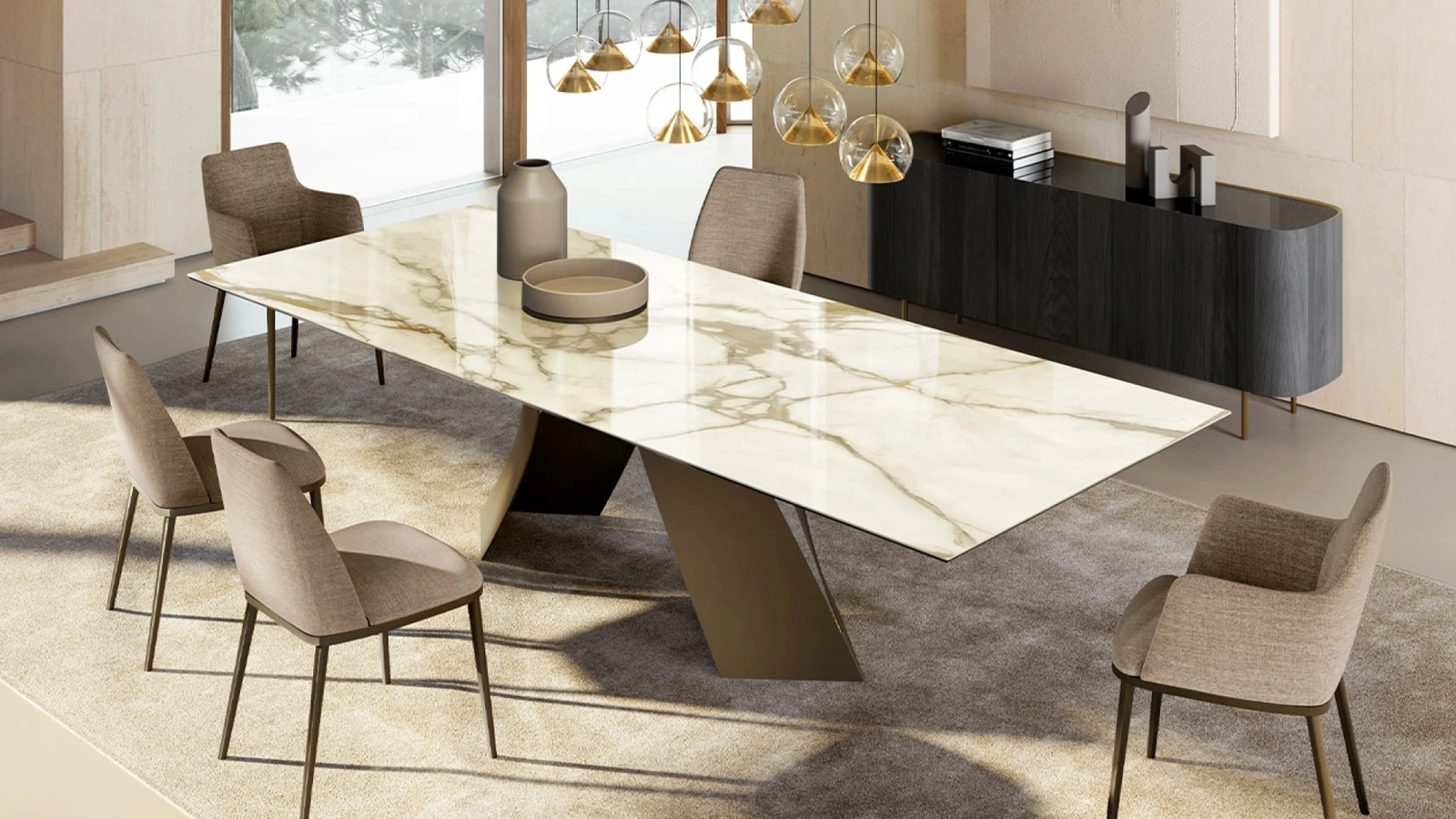 Tavolo Twist con top in ceramica di Eforma