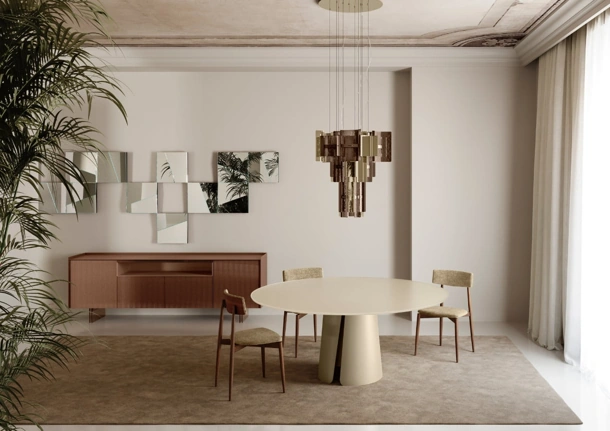 Tavolo Wiston con top in vetro di Tonelli