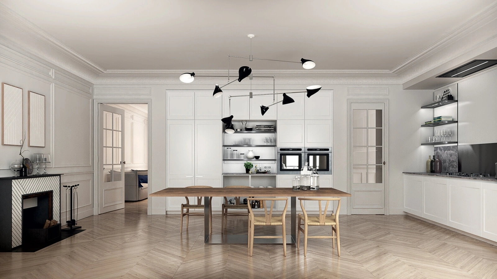 Cucina Design ad angolo Filò Project 3 in laccato opaco Bianco di Euromobil