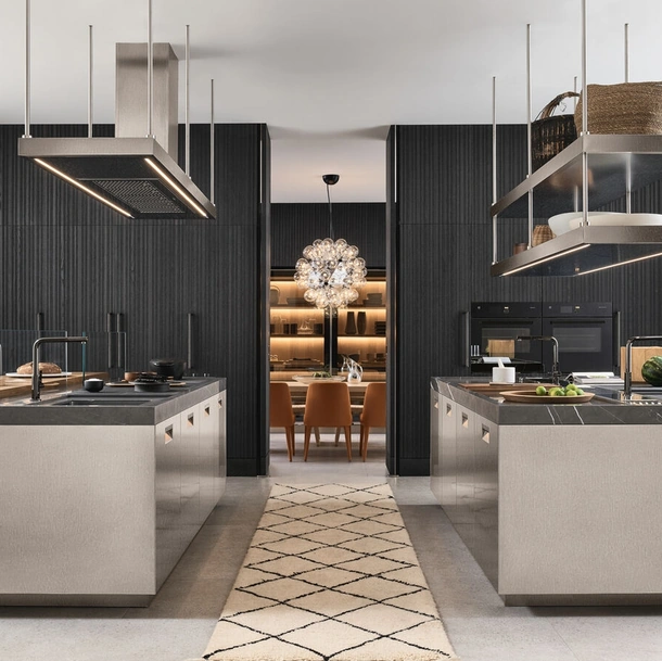 Cucina Design Italia Doppia Isola in acciaio di Arclinea