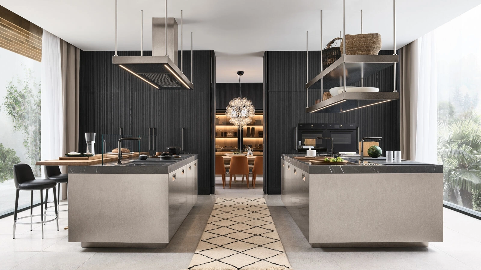 Cucina Design Italia Doppia Isola in acciaio di Arclinea