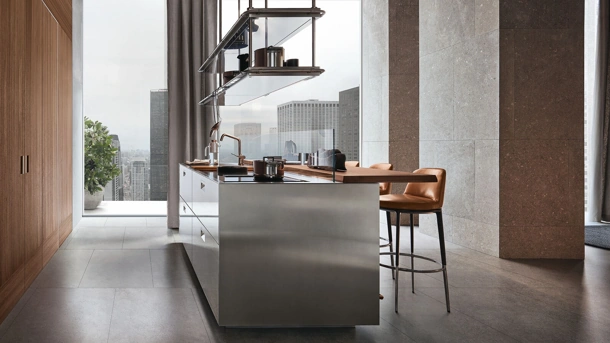 Cucina Design Italia Isola in acciaio e legno di Arclinea