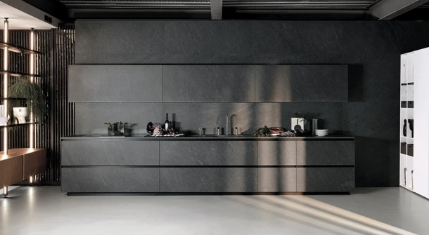 Cucina Design lineare Telero Project 1 in gres di Euromobil