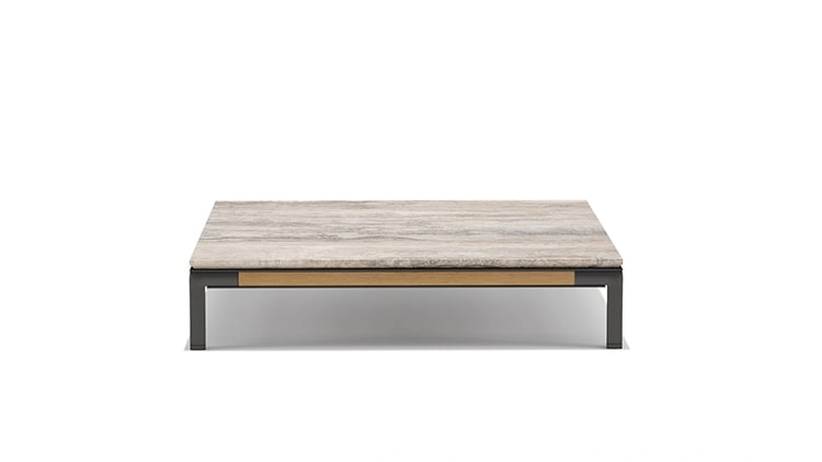 Tavolino Baia Coffee Table con piano in travertino e base in Teak di Ethimo
