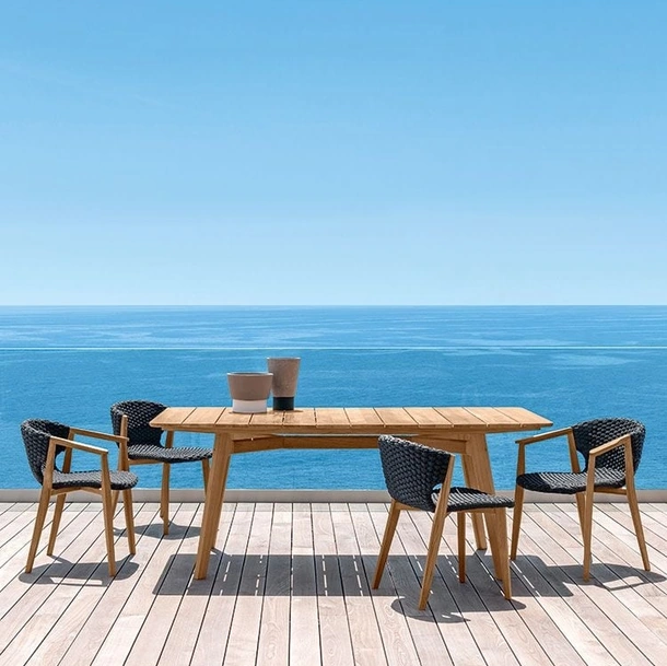 Sedia e Poltroncina Knit in corda e Teak di Ethimo