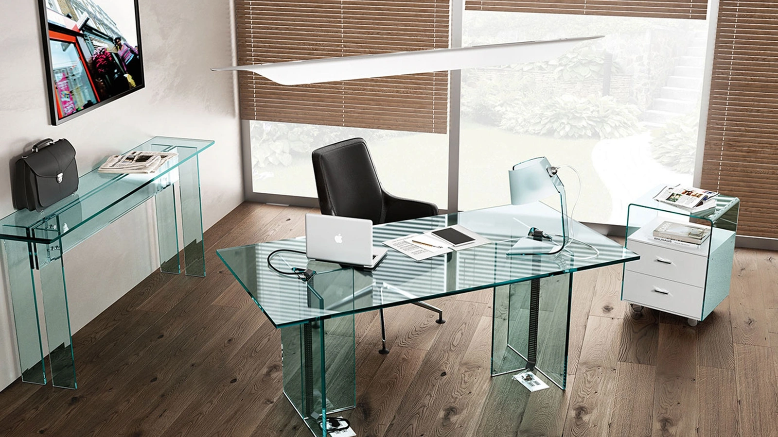 Scrivania Direzionale LLT Ofx Executive in vetro di Fiam