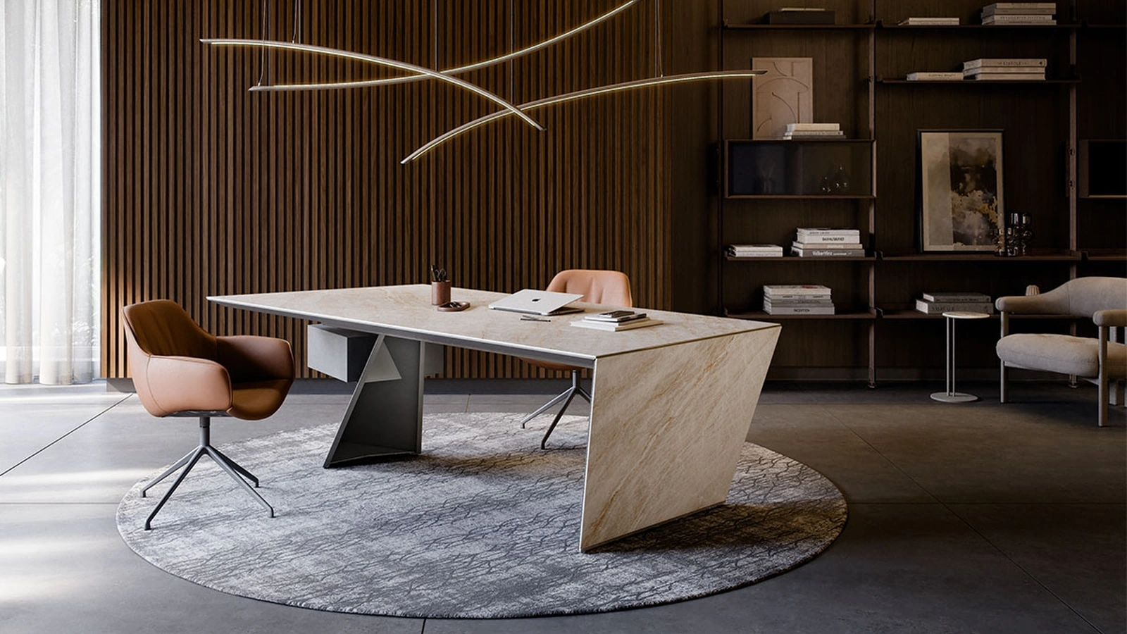 Scrivania direzionale in ceramica Nasdaq Keramik di Cattelan Italia